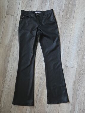 Tyte Black Shiny Satin Look Flare Pants 1